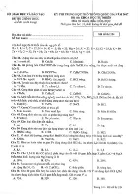Đề thi Trung học phổ thông Quốc gia môn Hóa học năm 2017 - Mã đề 224